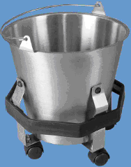 CUBETA DE ACERO INOXIDABLE DE 12 LITRO Y PORTA CUBETA, CALIBRE 16 TIPO AISI-304